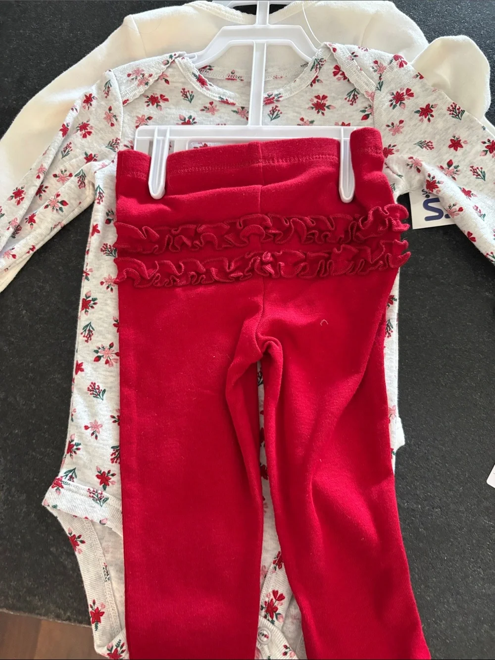 Carter's Cream Long-Sleeve Floral Accent Baby One-Piece